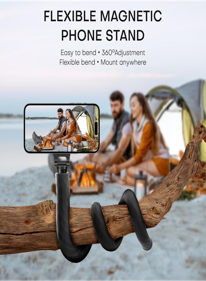 REYGEAK Magnetic Phone Holder with 1/4 Screw Flexible Tripod Phone Stand Stick Pole for Magsafe iPhone Samsung Android Cellphones Bendable Phone Holder Bike Tube Bar Clamp Mount(20.4 in) - Image 2