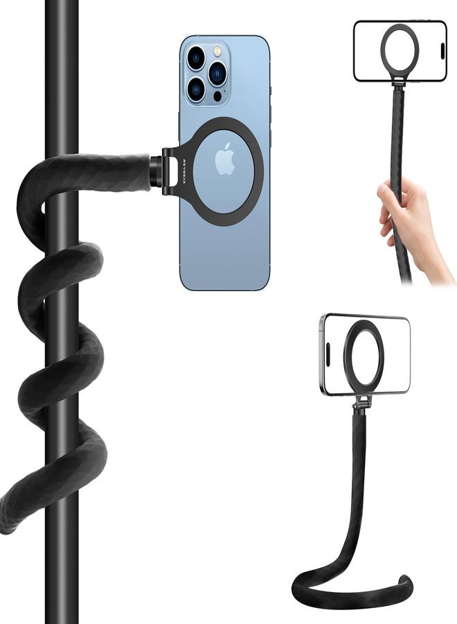 REYGEAK Magnetic Phone Holder with 1/4 Screw Flexible Tripod Phone Stand Stick Pole for Magsafe iPhone Samsung Android Cellphones Bendable Phone Holder Bike Tube Bar Clamp Mount(20.4 in) - Image 1