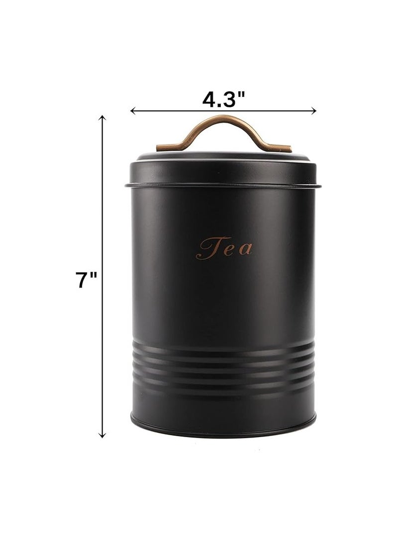 Farmhouse Kitchen Canisters Set – 3-Pack Rustic Metal Storage Jars for Sugar, Coffee, and Tea – Vintage Decor with Airtight Lids