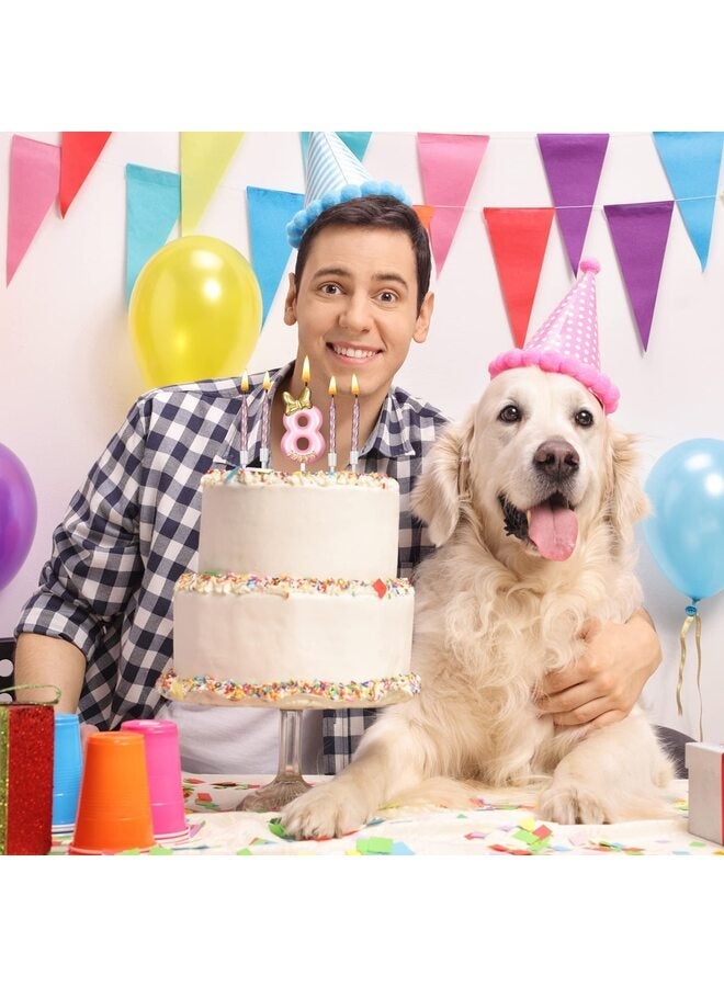 شمعة عيد ميلاد رقم ٨، شمعة عيد ميلاد وردية للبنات مع ١٠ شموع وردية طويلة ورفيعة لتزيين الكب كيك في حوامل، مستلزمات تزيين الكيك وخبز أعياد الميلاد - Image 5