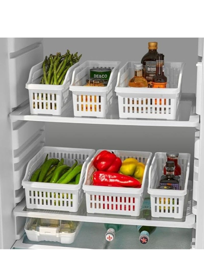 Dunya Fridge And Refrigerator Organizer Storage Container Box Made Of Plastic Bpa Free For Storing Fruit Vegetables Snacks Drinks Medications (Small Size 30 * 12.8 * 14 Cm)White