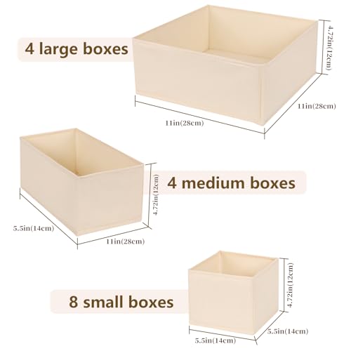 KIUGCO Drawer Organizer Clothes 16 Pack Dresser Organizer Bins Foldable Closet Organizers and Storage Fabric Dresser Bins Shallow Drawer Dividers for Clothing Underwears Socks Tie - Image 3