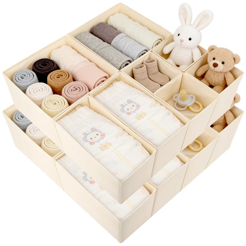 KIUGCO Drawer Organizer Clothes 16 Pack Dresser Organizer Bins Foldable Closet Organizers and Storage Fabric Dresser Bins Shallow Drawer Dividers for Clothing Underwears Socks Tie - Image 2