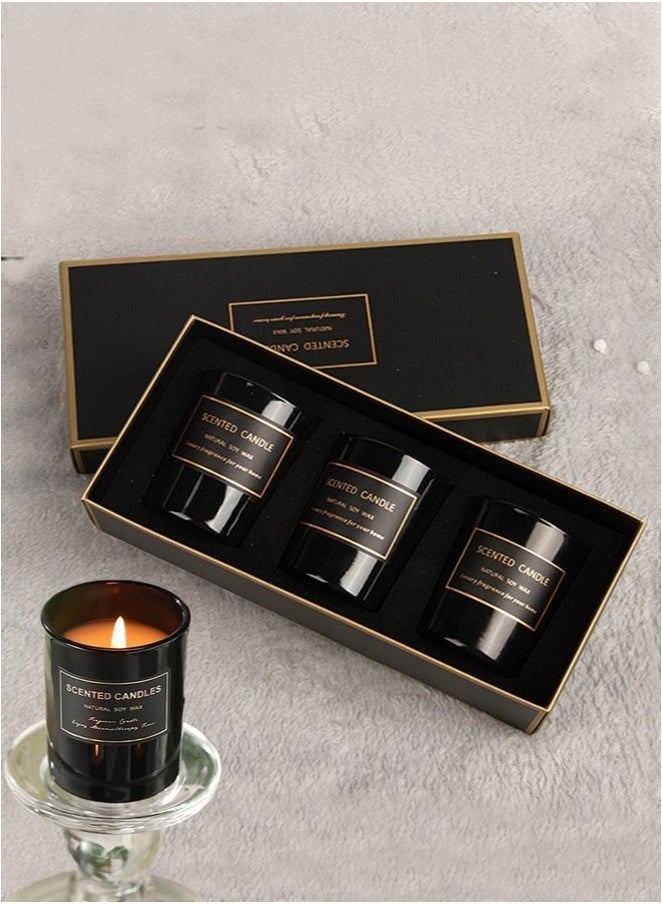 كاندل 3 قطع شموع معطرة، عطر قوي يدوم طويلاً، شمعة معطرة في برطمان فول الصويا، شموع معطرة للمنزل، مجموعة هدايا شموع للاستحمام والسبا واليوغا والسفر، لتخفيف التوتر 159 جرام  - Image 2