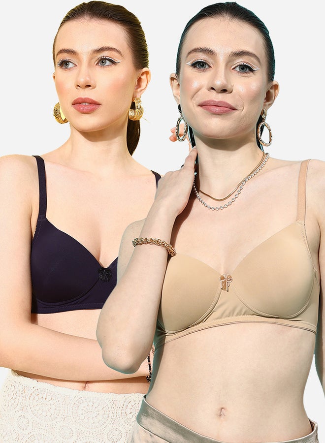 Leading Lady Pack of 2 - Solid Padded Non-Wired T-Shirt Bra  - Image 1