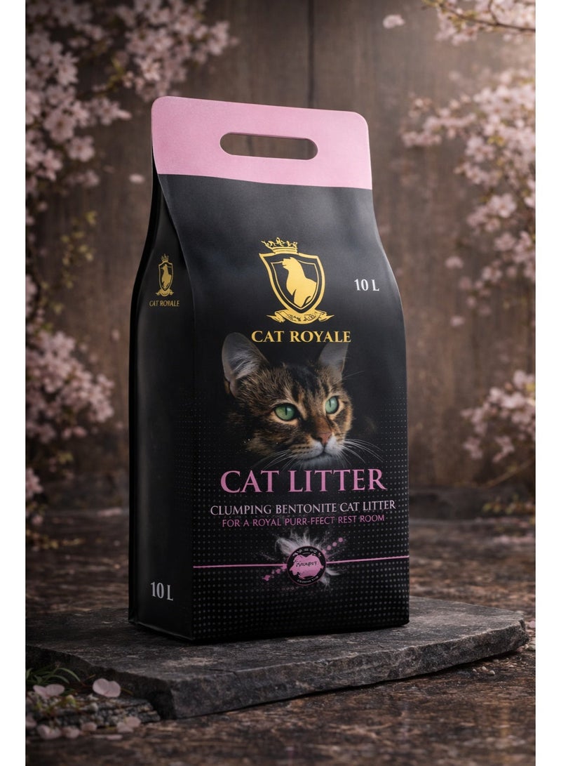 Premium Clumping Bentonite Cat Litter with Gentle Baby Powder Scent, High-Absorption Formula for Superior Odor Control and Easy Maintenance, 10L Bag