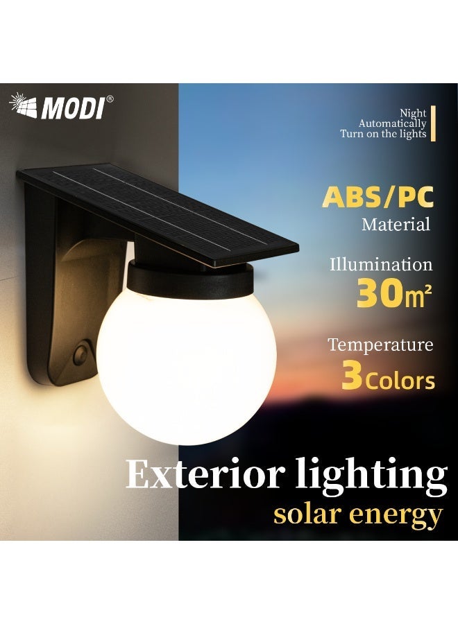 MODI Solar Porch Light IP65 Waterproof 12 Hours Lighting 170x110mm 3C Color Outdoor Decorative Globe Lamp for Garden Pathway Yard Patio Energy Saving - Image 1