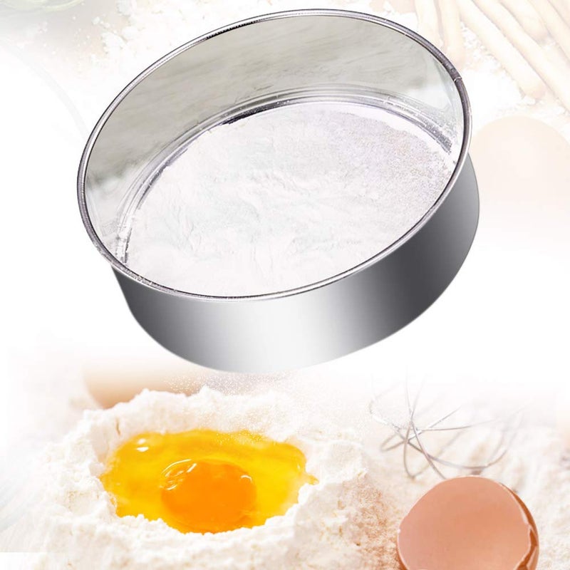 TANCUDER Stainless Steel Flour SieveTANCUDER Round Flour Mesh Sifter Handheld Sifting Sieve Icing Sugar Shaker Strainer Sieve Kitchen Fine Mesh Flour Sifter Powdered Filter Mesh with 60 Mesh  202052cm