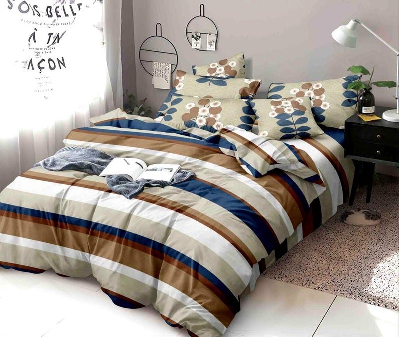 Kuber Industries Heart Home Lining Design Glace Cotton AC Comforter King Size Bed Comforter, Double Bed Sheet, 2 Pillow Cover (Multi, 90x100 Inches)-Set of 4 Pieces - CTHH07316 - Image 3