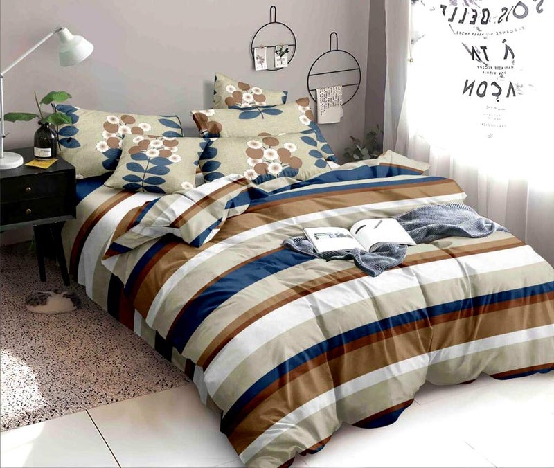 Kuber Industries Heart Home Lining Design Glace Cotton AC Comforter King Size Bed Comforter, Double Bed Sheet, 2 Pillow Cover (Multi, 90x100 Inches)-Set of 4 Pieces - CTHH07316 - Image 1