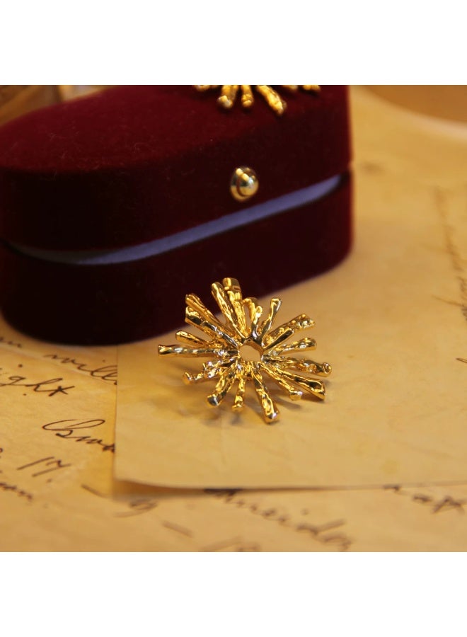 DINGKA 18k Gold-plated Snowflake Earrings, Retro Simple Gold Plated Earrings,Suitable for Daily Travel, Gatherings,Ideal Gift for Women - Image 2