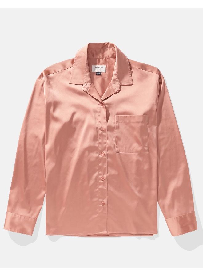 American Eagle AE Satin Button-Up Shirt  - Image 4