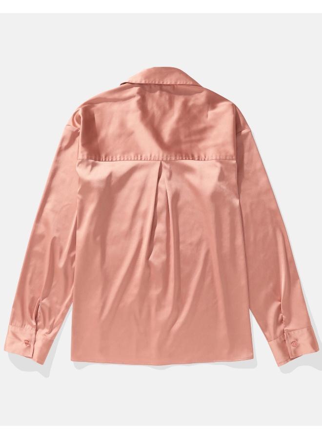 American Eagle AE Satin Button-Up Shirt  - Image 3