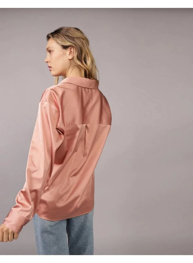 American Eagle AE Satin Button-Up Shirt
