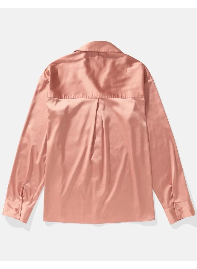 American Eagle AE Satin Button-Up Shirt