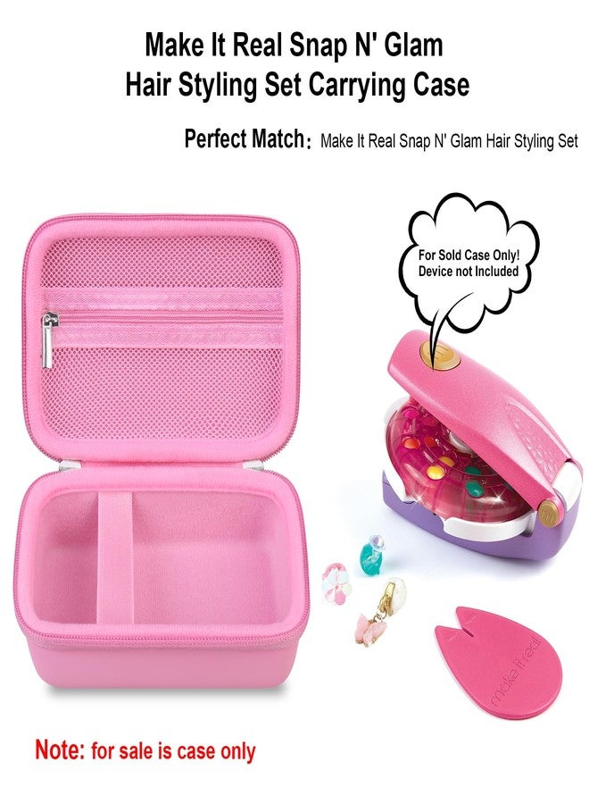 Elonbo Carrying Case for Make It Real Snap N' Glam Hair Styling Set, Girls Hair Styling Tool Storage Bag, Butterfly Gem Travel Organizer, Pocket fits Reusable Bead Clips, Gems Accents, Dark Pink - Image 2