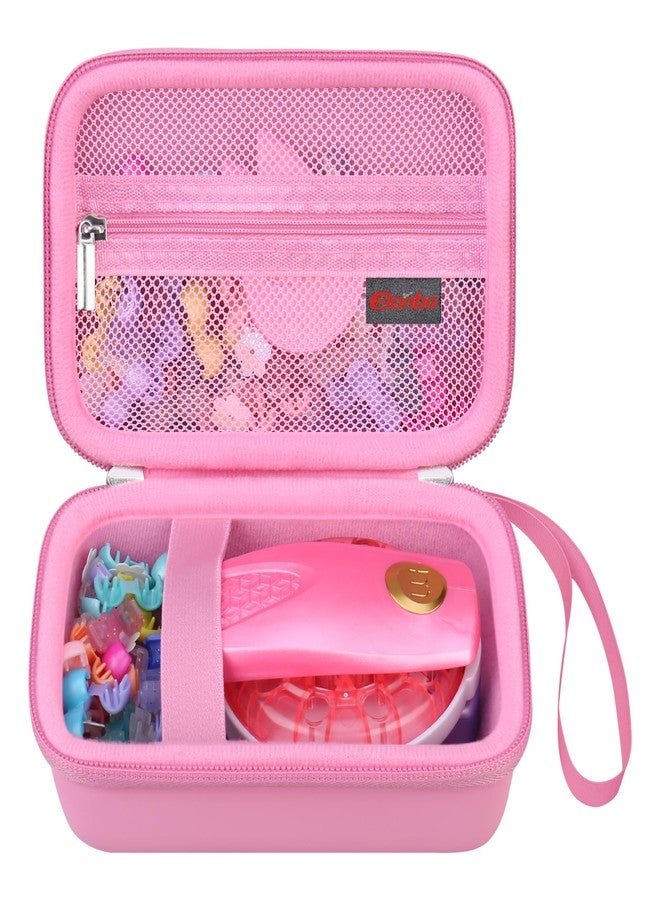 Elonbo Carrying Case for Make It Real Snap N' Glam Hair Styling Set, Girls Hair Styling Tool Storage Bag, Butterfly Gem Travel Organizer, Pocket fits Reusable Bead Clips, Gems Accents, Dark Pink - Image 1