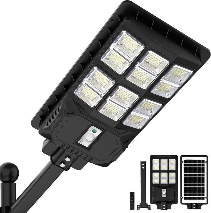 LANGY Solar Street Lights Outdoor 2000W, 6500K Solar Light Outdoor Waterproof Dusk to Dawn, Parking Lot Lights Commercial Motion Sensor with Remote, LED Street Light for Yard Outside - Image 1