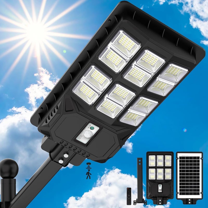 LANGY Solar Street Lights Outdoor 2000W, 6500K Solar Light Outdoor Waterproof Dusk to Dawn, Parking Lot Lights Commercial Motion Sensor with Remote, LED Street Light for Yard Outside - Image 2