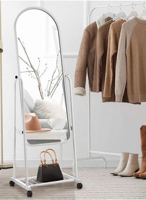 Mirror With Hosturdy, Heavy-Duty Standing Mirror With Adjustable Stand, Can Be Detached And Hung On The Wall, Equipped With Wheels For Easy Movement 40X60 Cm