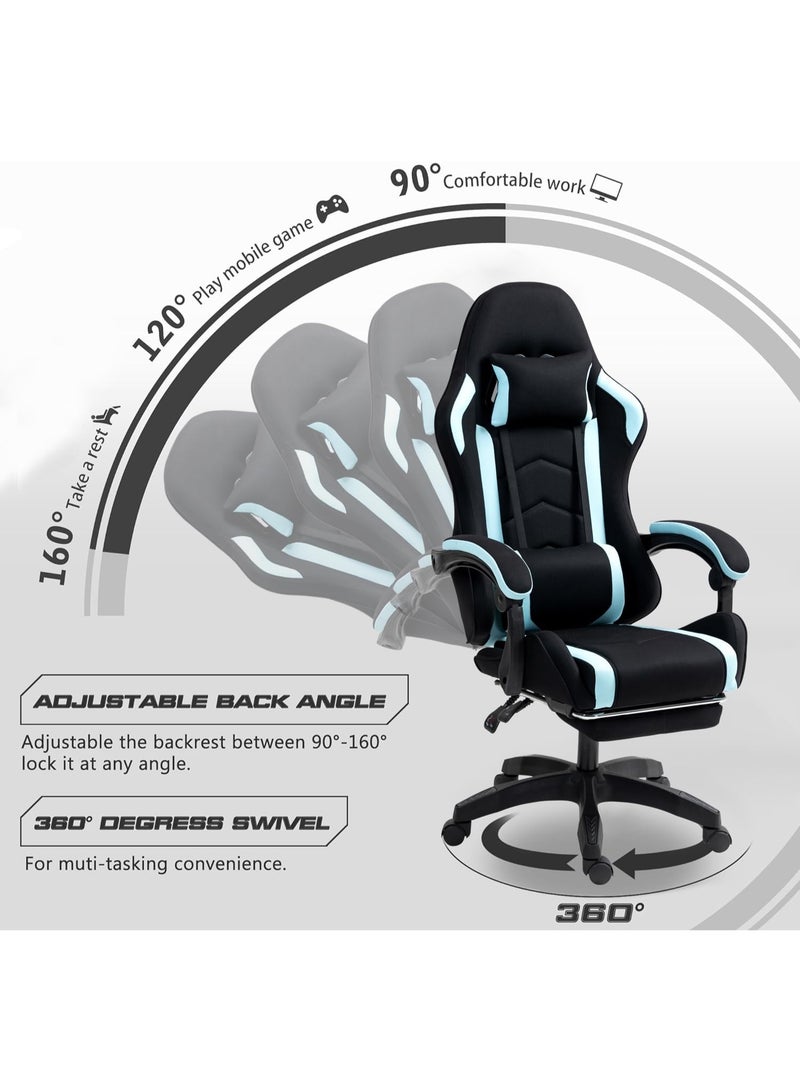 Gaming Chair Computer Chair, Ergonomic High Back Fabric Gaming Chair, Tilt and Height Adjustable Computer Chair with Neck and Massaging Lumbar Support for Office or Gaming - Image 4