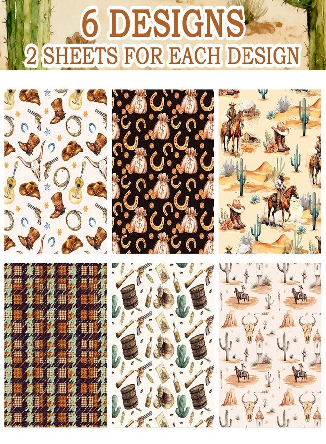 Resflyar Western Cowboy Wrapping Paper, 12 Sheet Wild West Rodeo Wrapping Paper, Horse Cactus Gift Wrap Papers with Jute Twine Sticker for Baby Shower Birthday Wedding Party Gift Packing, 20 x 27 Inch - Image 2