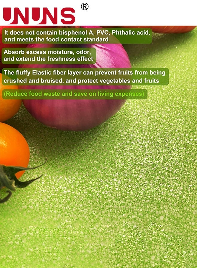 UNUNS Refrigerator Liner,20PcsFridge Drawer Liners,Refrigerator Sponge,Non Slip Absorbent,Foam Mats for Fruits Vegetables Life Extender Refrigerator Shelf,380*300*3mm,Green - Image 3