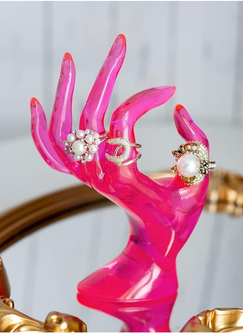 co arma Bracelet Holder and Organizer Hand Shaped Jewelry Display Stand Red  - Image 2