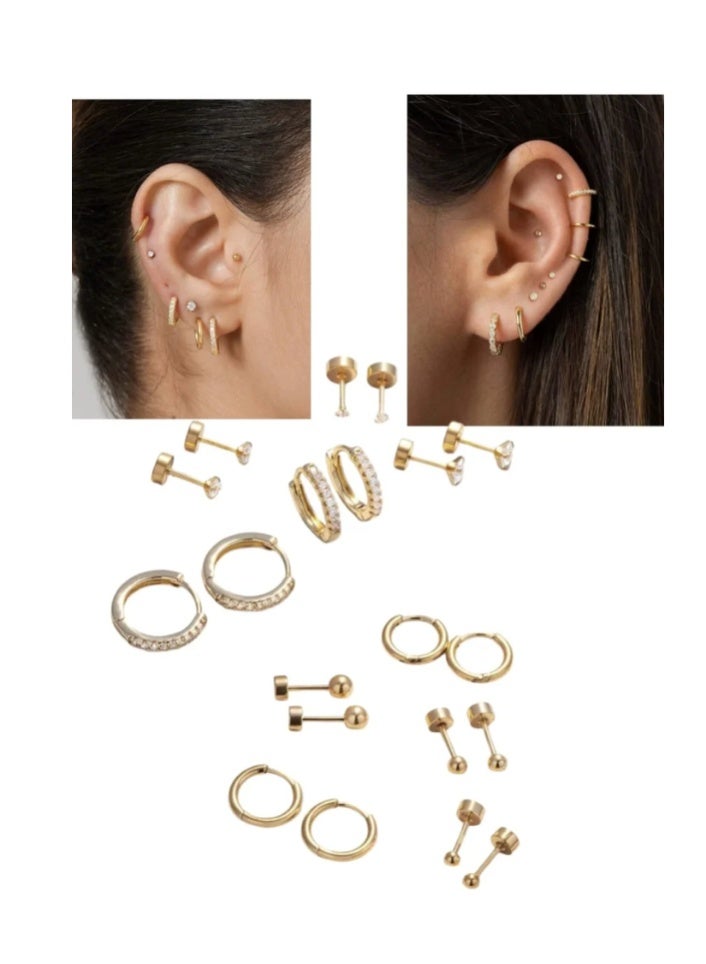 20pcs اقراط حلقة الذهب الصغيرة للنساء ، 18K طلاء الذهب الفولاذ المقاوم للصدأ اقراط حلقة صغيرة مجموعة للثقب المتعدد ، رائعة Huggie Hoop الغضروف Helix Tragus أقراط - Image 1