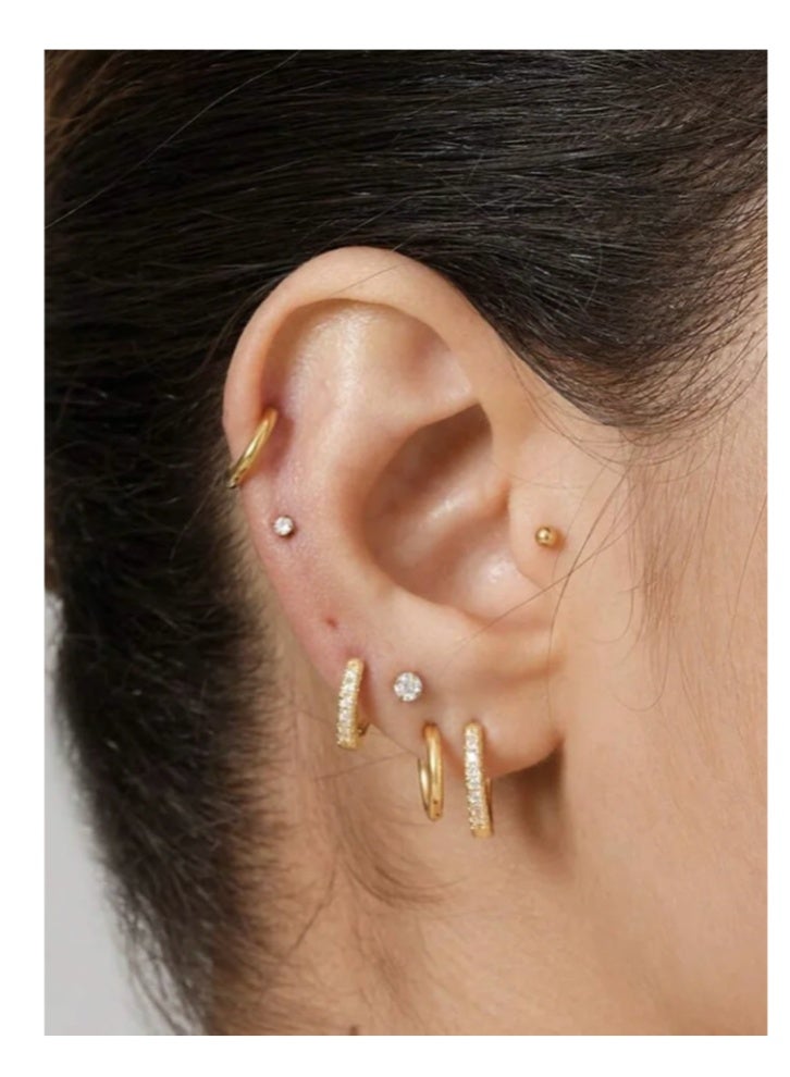 20pcs اقراط حلقة الذهب الصغيرة للنساء ، 18K طلاء الذهب الفولاذ المقاوم للصدأ اقراط حلقة صغيرة مجموعة للثقب المتعدد ، رائعة Huggie Hoop الغضروف Helix Tragus أقراط - Image 3