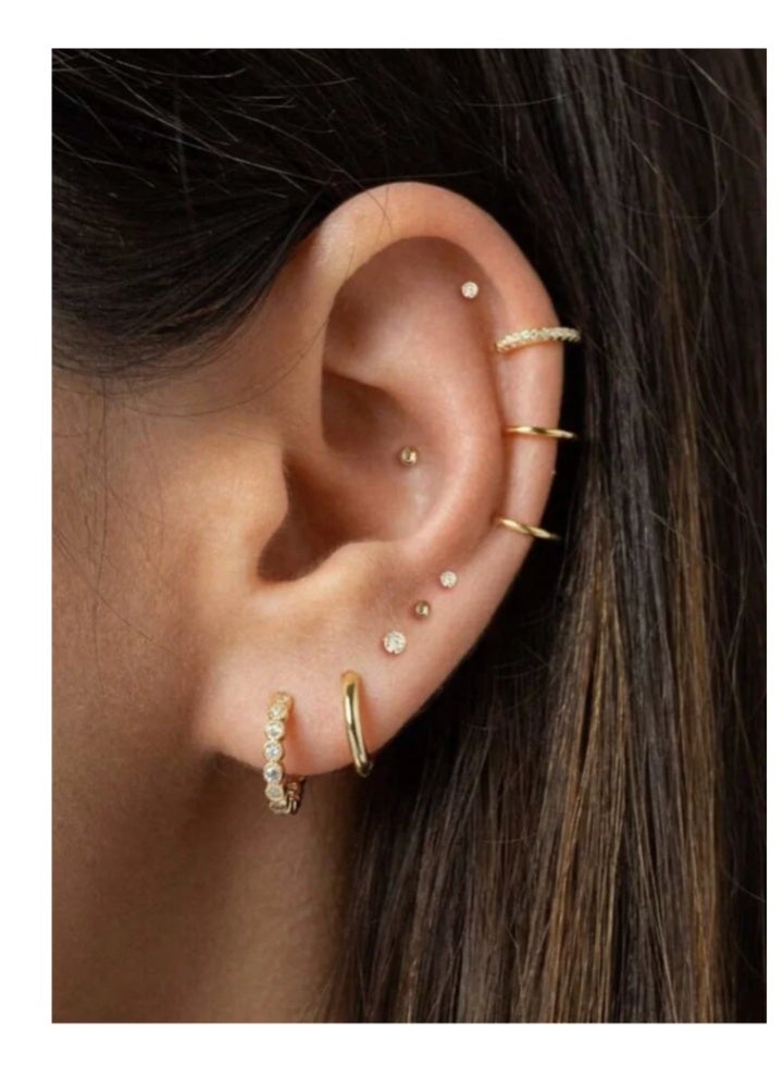 20pcs اقراط حلقة الذهب الصغيرة للنساء ، 18K طلاء الذهب الفولاذ المقاوم للصدأ اقراط حلقة صغيرة مجموعة للثقب المتعدد ، رائعة Huggie Hoop الغضروف Helix Tragus أقراط - Image 2