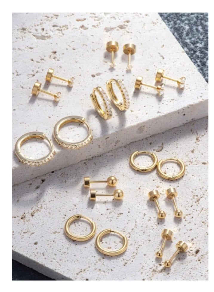 20pcs اقراط حلقة الذهب الصغيرة للنساء ، 18K طلاء الذهب الفولاذ المقاوم للصدأ اقراط حلقة صغيرة مجموعة للثقب المتعدد ، رائعة Huggie Hoop الغضروف Helix Tragus أقراط - Image 5