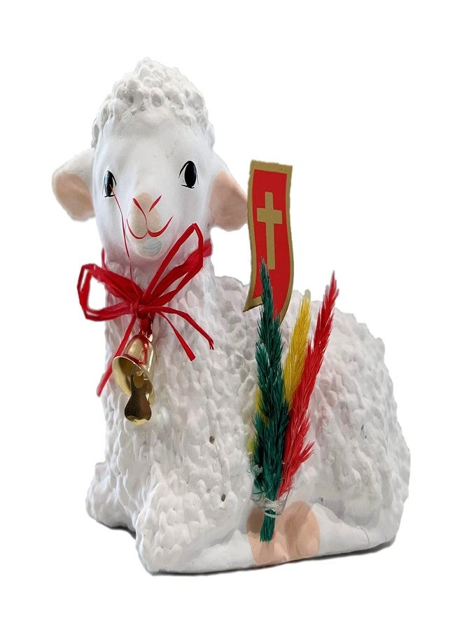 Importer AM AM Decor Polish Traditional Easter Lamb Figurine with Flag and Palm, X-Large Sheep Figurine Baranek Wielkanocny - Image 1
