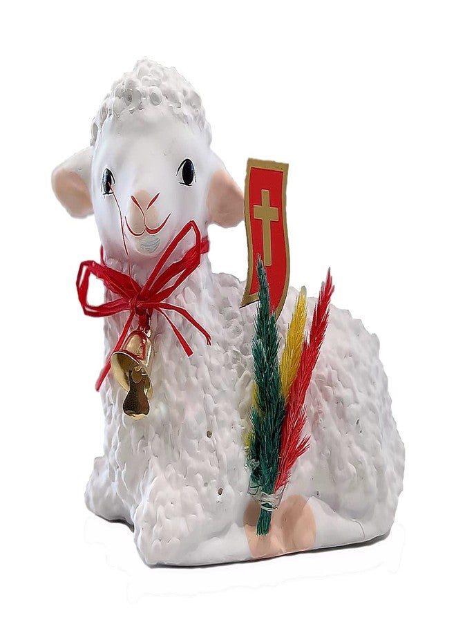 Importer AM AM Decor Polish Traditional Easter Lamb Figurine with Flag and Palm, X-Large Sheep Figurine Baranek Wielkanocny - Image 4