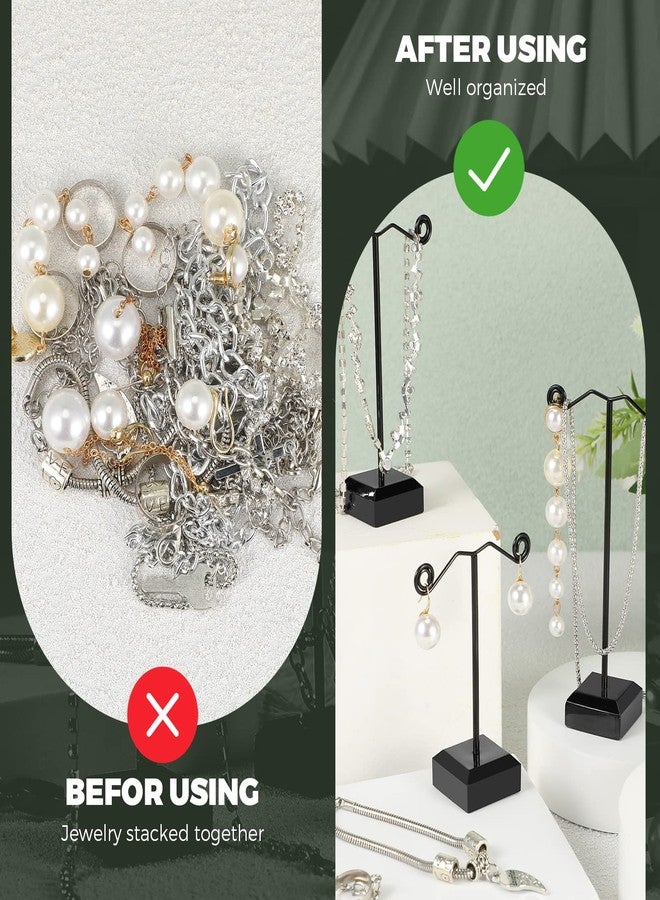 Macarrie 18 Pcs Metal Earring Holder T Bar Earring Display Stand Organizer Countertop Hanger Hanging Jewelry Towers with Acrylic Base(Black) - Image 4