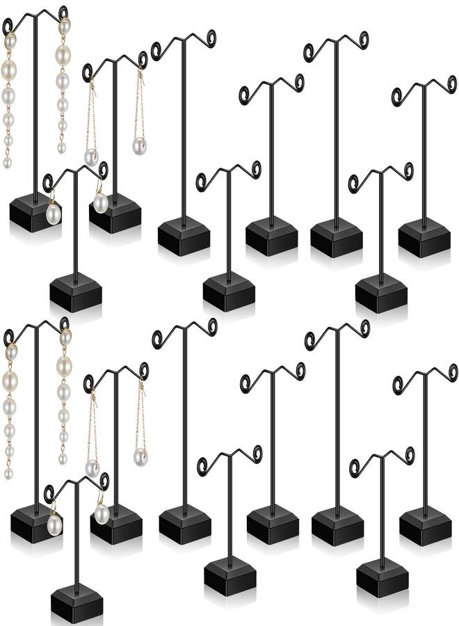 Macarrie 18 Pcs Metal Earring Holder T Bar Earring Display Stand Organizer Countertop Hanger Hanging Jewelry Towers with Acrylic Base(Black) - Image 1