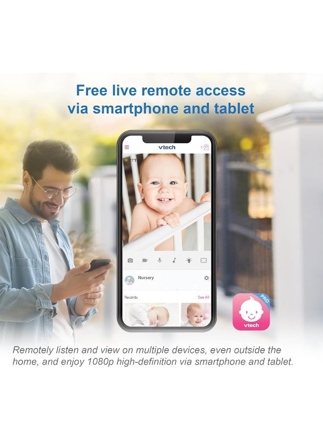 VTech RM9751 Yellow Daisy Smart Wi-Fi Baby Camera - Image 3