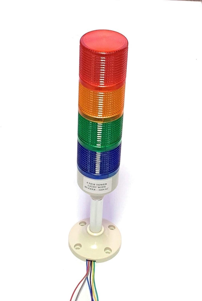 ELECTRRIUS Electrius 4Tier LED Signal Tower Lamp with Buzzer 220V AC MultiColor Red Green Yellow Blue - Image 1