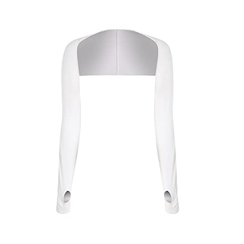 WoLover Women Cooling Shawl Arm Sleeve with Finger Hole, Comfortable & Breathable, Anti-UV, Ladies Sun Protection Cooler Shrug (White) - Image 1