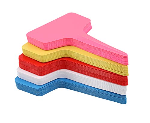 KINGLAKE Plant Labels,100 Pcs Multicolor Waterproof Plastic Plant Tags T-Type Nursery Garden Labels 6 x10cm,5 Colors - Image 1