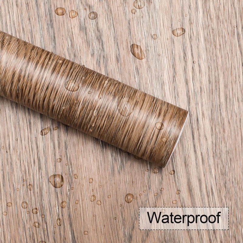 KINLO Adhesive Wooden Wallpaper for Doors, Natural Wood Decorative Film, Self-Adhesive Waterproof Wallpaper for Furniture, Kitchen Cabinet, Wall Cabinet, Tables - Image 2