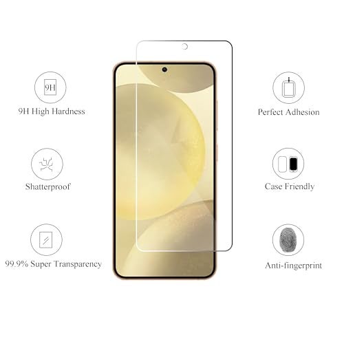 Ailun Screen Protector for Galaxy S24 3 Pack + 3 Pack Camera Lens Tempered Glass Fingerprint Unlock Compatible 0.25mm Anti-Scratch Case Friendly Clear - HD - Image 2