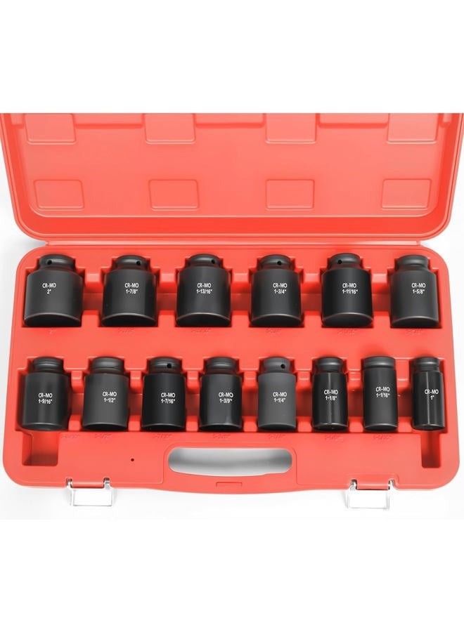 TONYNOL 3/4 Inch Drive Deep Impact Socket Set,6-Point,SAE Sizes(1“-2”),14 PCS,Cr-Mo Steel,Heavy Duty Impact Sockets for Automotive & Industrial Machinery,With a Storage Case - Image 1