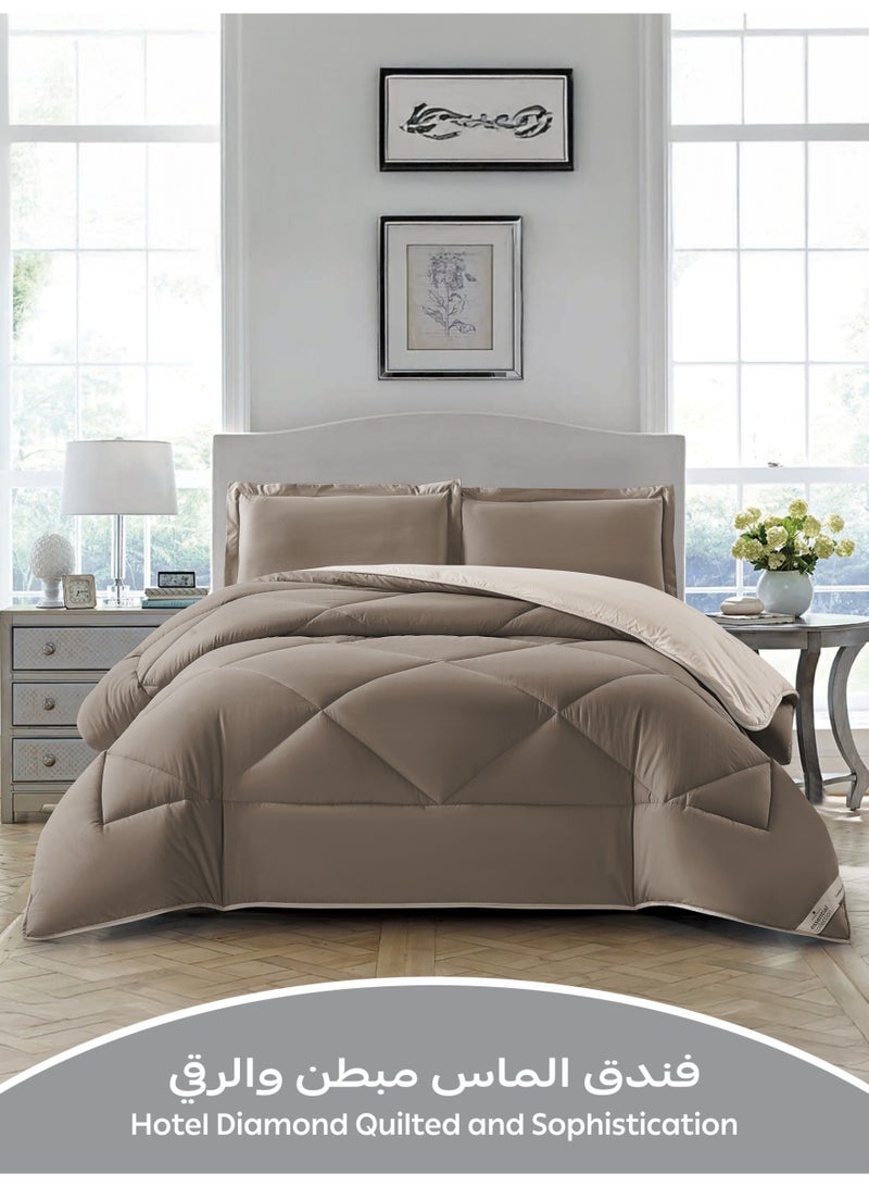 دوناتيلا طقم لحاف سرير بتصميم فندقي 3 قطع، مقاس كينغ، تصميم مبطن مايكرو مينك انيق مناسب لجميع المواسم، مصنوع من المايكروفايبر المصقول وحشو بديل ناعم (طقم لحاف سرير) - Image 3