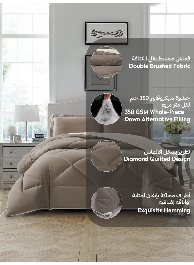 دوناتيلا طقم لحاف سرير بتصميم فندقي 3 قطع، مقاس كينغ، تصميم مبطن مايكرو مينك انيق مناسب لجميع المواسم، مصنوع من المايكروفايبر المصقول وحشو بديل ناعم (طقم لحاف سرير) - Image 5