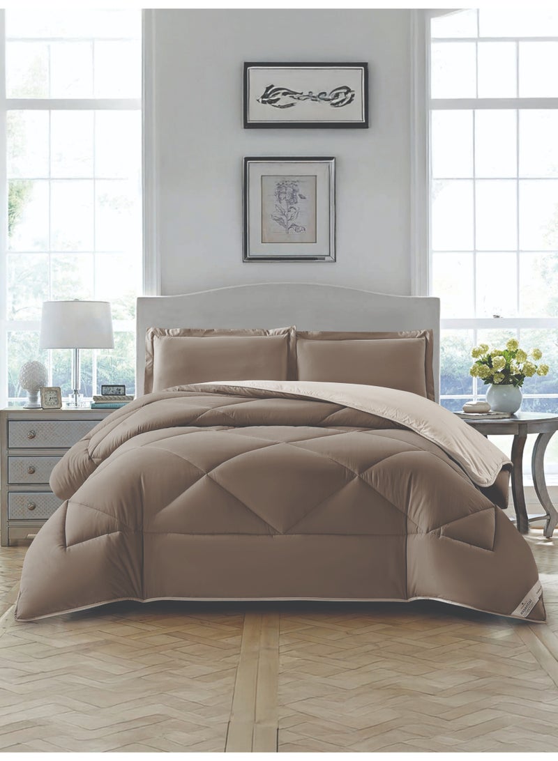 دوناتيلا طقم لحاف سرير بتصميم فندقي 3 قطع، مقاس كينغ، تصميم مبطن مايكرو مينك انيق مناسب لجميع المواسم، مصنوع من المايكروفايبر المصقول وحشو بديل ناعم (طقم لحاف سرير) - Image 1