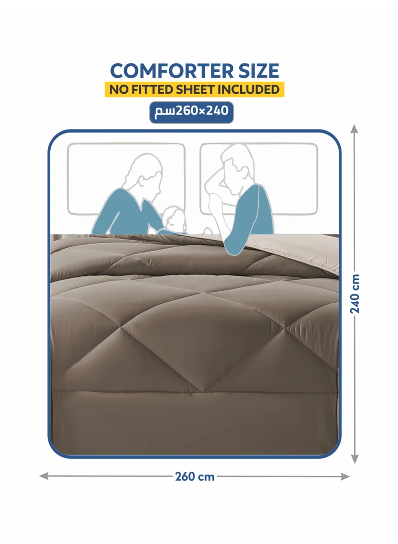 Donetella Bedding Comforter Set, King Size Fits 260x240 cm - 3-Pcs Solid Quilted Bed Set, Microfiber Fabric - 1 Comforter And 2 Pillow Shams