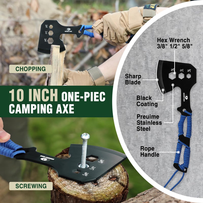 Mossy Oak Hatchet and Machete Knife Set with Sheath, One-Piece Axe & Hunting Knives with Paracord Handle, Zoomable Flashlight, Many Other Tools, Ideal Gift for Men Who Likes Hunting Outdoor Adventure - Image 4