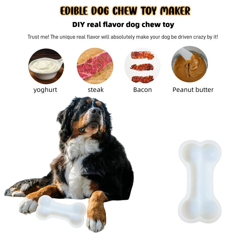 TYNUOCN Large Silicone Dog Bone Mold 2 Pack - Large Bone Shaped Ice Cube Trays, Dishwasher Safe Non-Stick Freezer & Oven Mold for Frozen Treats, Baking, Dog Chews (White) - Image 5