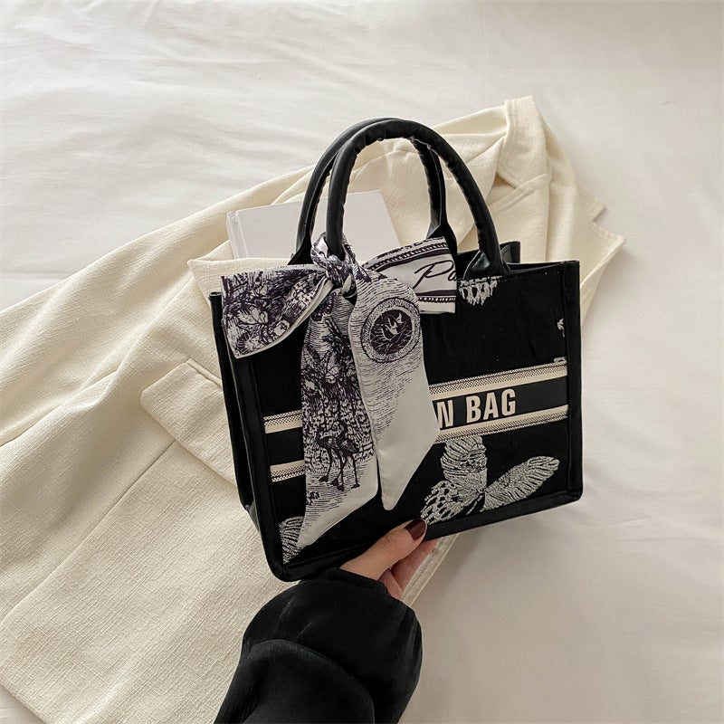 Large Capacity Chic Tote Handbag Black 